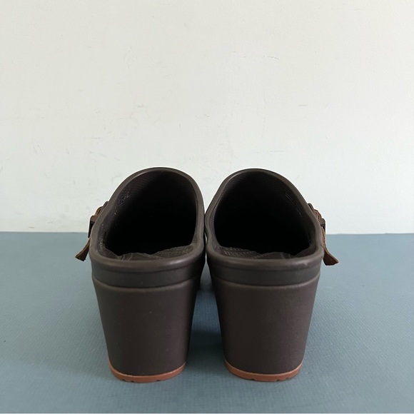 Crocs Sarah Belted Dark Brown Heel Clogs - Picture 6 of 7